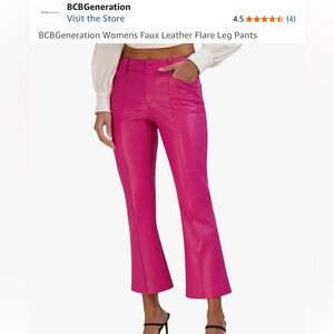 Brand new BCBG Generation Vibrant Pink Faux Leather Flare Pants size L